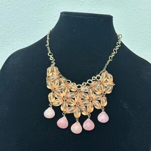 Coldwater Creek Gold and Pink Floral Necklace
